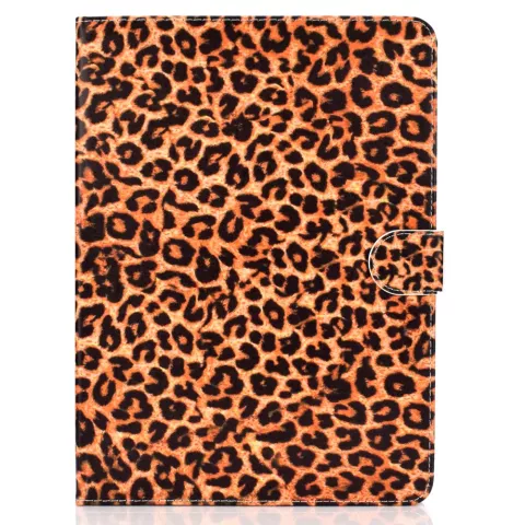 Panther Print compatible avec iPad Pro 11 pouces 2018 Housse de protection en cuir Portefeuille - Motif L&eacute;opard Marron