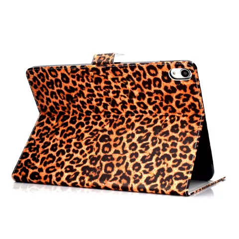 Panther Print compatible avec iPad Pro 11 pouces 2018 Housse de protection en cuir Portefeuille - Motif L&eacute;opard Marron