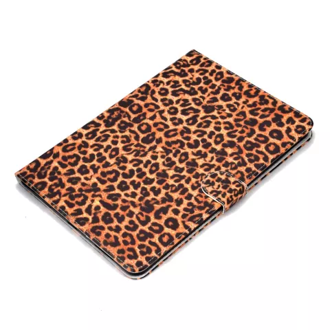 Panther Print compatible avec iPad Pro 11 pouces 2018 Housse de protection en cuir Portefeuille - Motif L&eacute;opard Marron