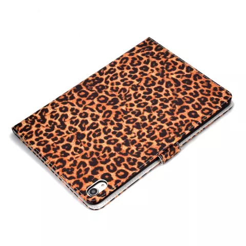 Panther Print compatible avec iPad Pro 11 pouces 2018 Housse de protection en cuir Portefeuille - Motif L&eacute;opard Marron