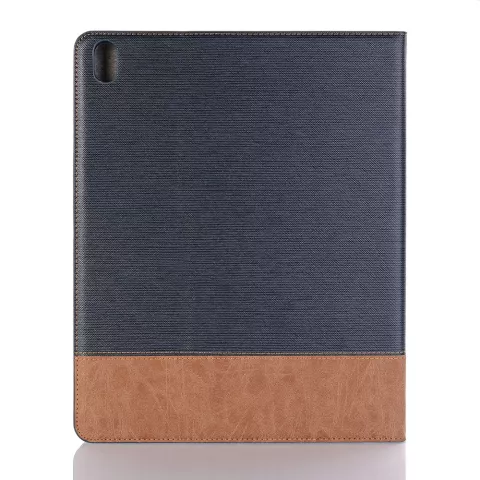 &Eacute;tui portefeuille en cuir avec texture de ruban en cuir iPad Pro 12.9-inch (2018 2020 2021 2022) - bleu marron