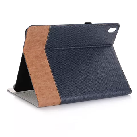 Cuir De Texture Nervur&eacute;e En Tissu compatible avec iPad Pro 12,9 Pouces (2018 2020 2021 2022) Portefeuille De Portefeuille De Portefeuille - Bleu Marron