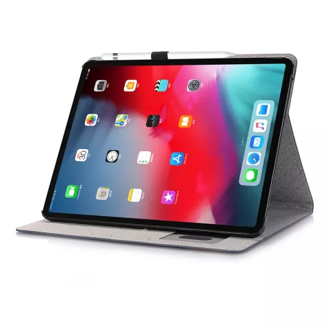 Cuir De Texture Nervur&eacute;e En Tissu compatible avec iPad Pro 12,9 Pouces (2018 2020 2021 2022) Portefeuille De Portefeuille De Portefeuille - Bleu Marron