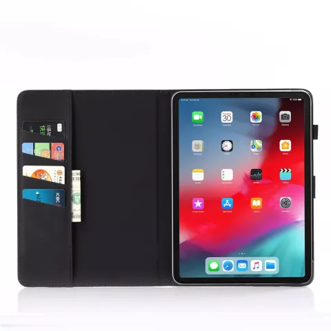&Eacute;tui portefeuille en cuir de style r&eacute;tro pour iPad Pro 12,9 pouces 2018 - Noir