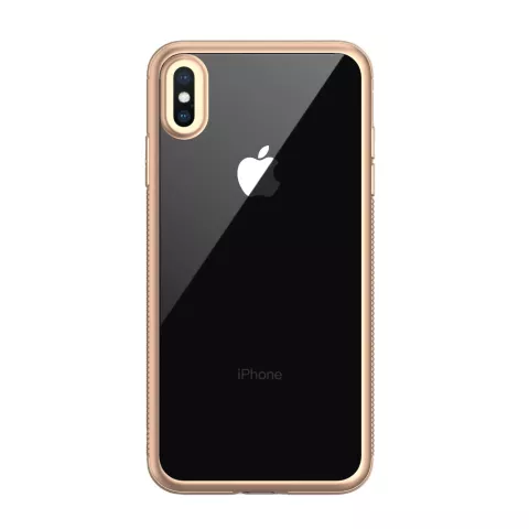 LEEU Design Gold compatible avec la coque hybride en silicone TPU compatible avec iPhone XS Max - Or Transparent