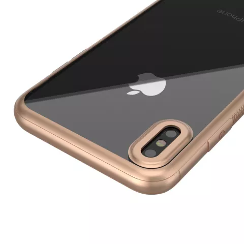 LEEU Design Gold compatible avec la coque hybride en silicone TPU compatible avec iPhone XS Max - Or Transparent