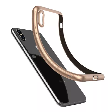 Coque en TPU hybride LEEU Design Gold iPhone XS Max en silicone - Or Transparent
