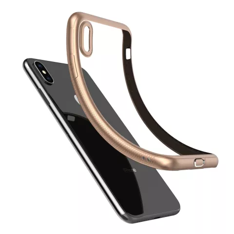 LEEU Design Gold compatible avec la coque hybride en silicone TPU compatible avec iPhone XS Max - Or Transparent