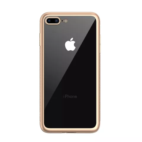 Coque TPU transparente LEEU Design Gold compatible avec iPhone 7 Plus 8 Plus - Or