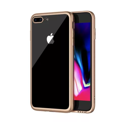 Coque TPU transparente LEEU Design Gold compatible avec iPhone 7 Plus 8 Plus - Or