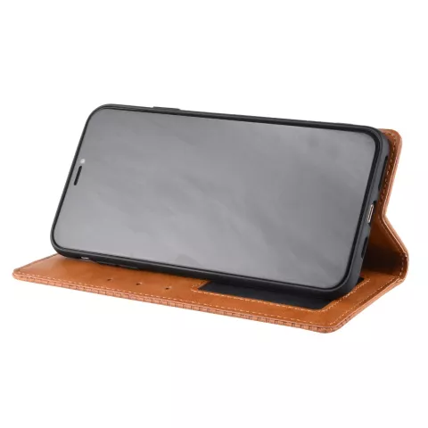 &Eacute;tui de couverture en simili cuir de style portefeuille vintage &eacute;tui compatible avec iPhone XS Max - Marron