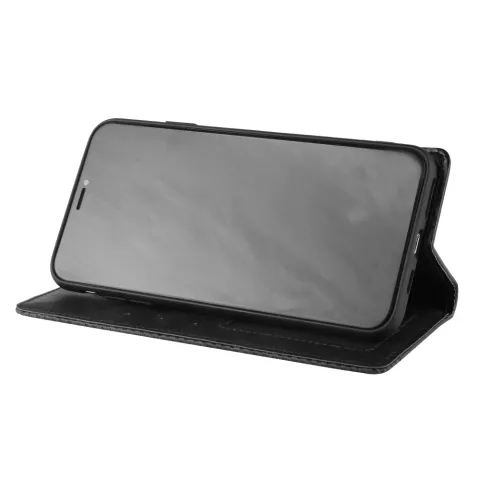 &Eacute;tui de couverture en simili cuir de style portefeuille vintage &eacute;tui compatible avec iPhone XS Max - Noir