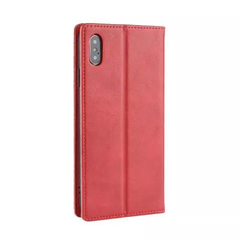 Etui en similicuir style portefeuille vintage pour iPhone XS Max - Rouge