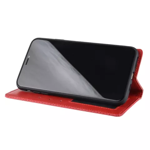 &Eacute;tui de couverture en simili cuir de style portefeuille vintage &eacute;tui compatible avec iPhone XS Max - Rouge