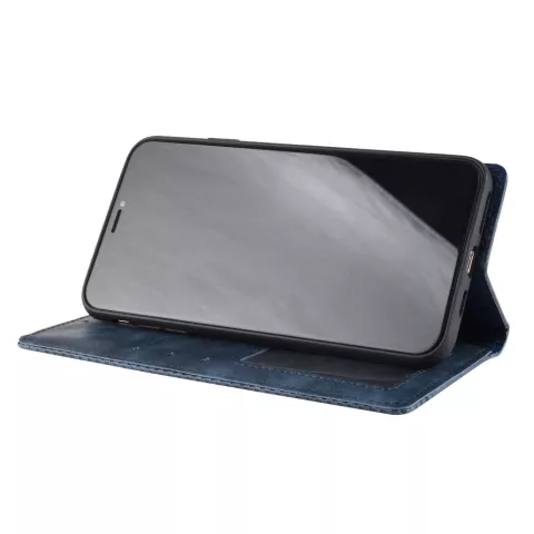 Etui en similicuir de style portefeuille vintage pour iPhone XS Max - Bleu