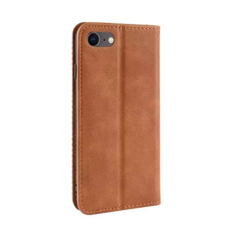 Coque en cuir marron vintage iPhone 7 8 SE 2020 SE 2022 - marron