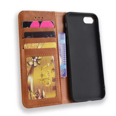 Housse en cuir marron vintage compatible avec iPhone 7 8 SE 2020 SE 2022 - Marron