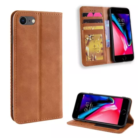 Housse en cuir marron vintage compatible avec iPhone 7 8 SE 2020 SE 2022 - Marron