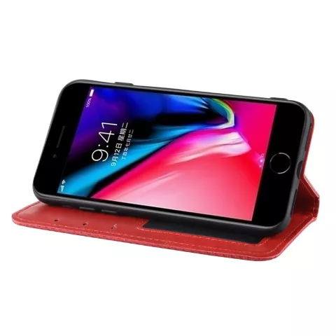 &Eacute;tui en cuir rouge vintage compatible avec iPhone 7 8 SE 2020 SE 2022 - Rouge