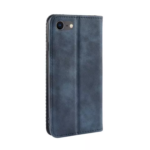 Etui en cuir bleu vintage pour iPhone 7 8 SE 2020 SE 2022 - Bleu