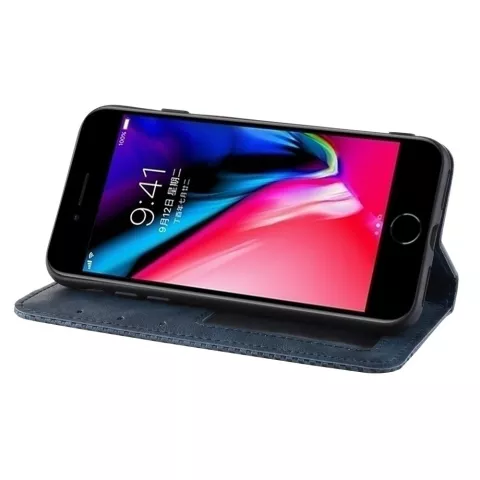 &Eacute;tui en cuir bleu vintage compatible avec iPhone 7 8 SE 2020 SE 2022 - Bleu