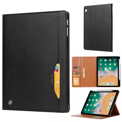 Etui Portefeuille en Cuir pour iPad Pro 12,9 pouces 2018 - Crayon Pomme Noir