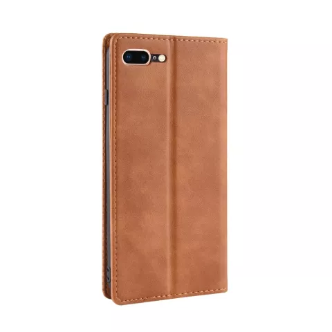 Etui portefeuille vintage en simili cuir pour iPhone 7 Plus 8 Plus - Marron