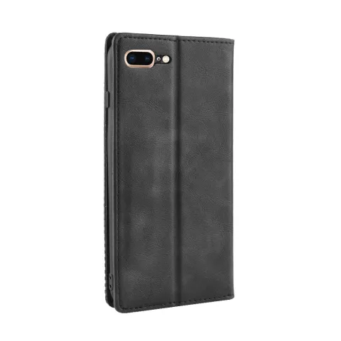 Etui portefeuille vintage en simili cuir pour iPhone 7 Plus 8 Plus - Noir