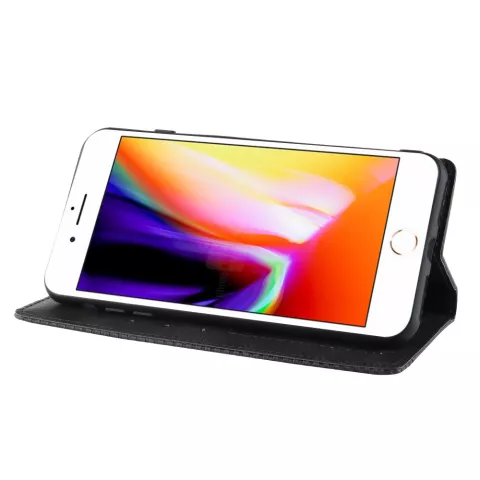&Eacute;tui Vintage Biblioth&egrave;que Portefeuille en Cuir Artificiel &eacute;tui compatible avec iPhone 7 Plus 8 Plus - Noir