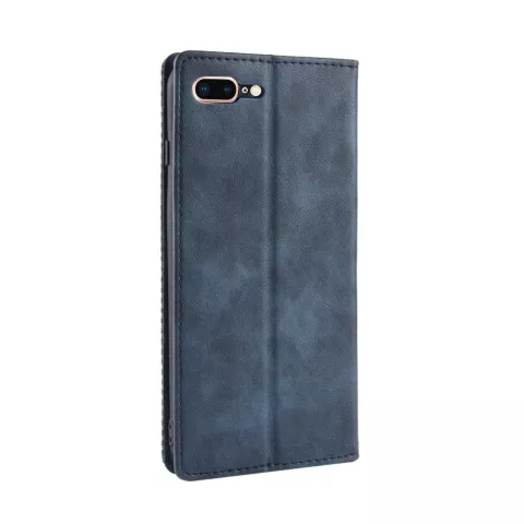 Etui portefeuille vintage en simili cuir pour iPhone 7 Plus 8 Plus - Bleu