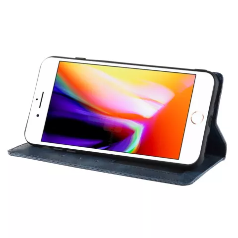&Eacute;tui Vintage Biblioth&egrave;que Portefeuille en Cuir Artificiel &eacute;tui compatible avec iPhone 7 Plus 8 Plus - Bleu