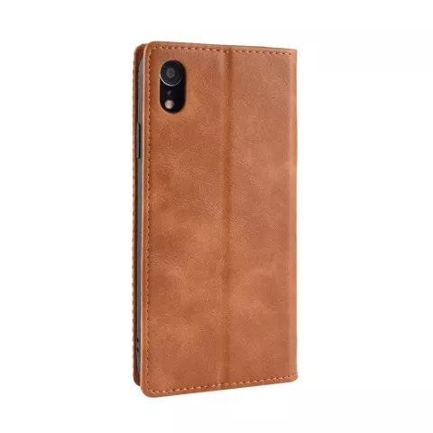 Etui Portefeuille Vintage en faux cuir iPhone XR - Etui marron