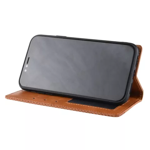 &Eacute;tui portefeuille en simili cuir vintage compatible avec iPhone XR - &Eacute;tui marron