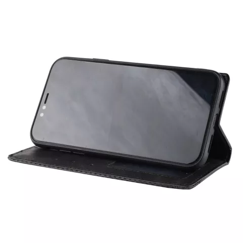 &Eacute;tui portefeuille en simili cuir vintage compatible avec iPhone XR - &Eacute;tui noir