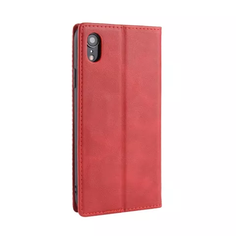 &Eacute;tui portefeuille en simili cuir vintage compatible avec iPhone XR - &Eacute;tui rouge