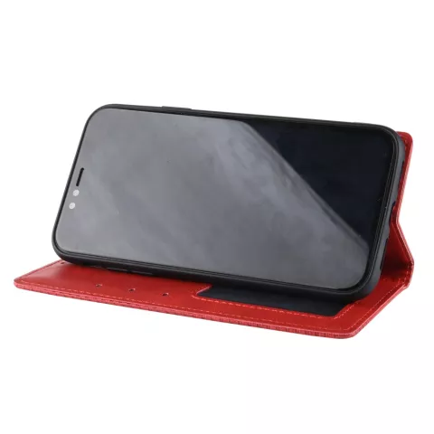 &Eacute;tui portefeuille en simili cuir vintage compatible avec iPhone XR - &Eacute;tui rouge