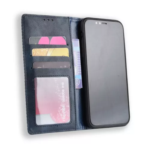 &Eacute;tui portefeuille en simili cuir vintage compatible avec iPhone XR - &Eacute;tui bleu