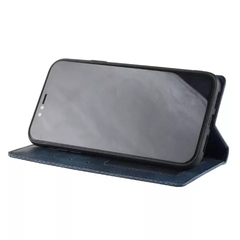 &Eacute;tui portefeuille en simili cuir vintage compatible avec iPhone XR - &Eacute;tui bleu