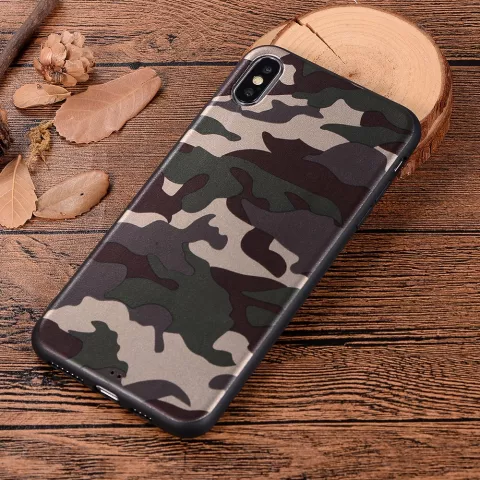 Coque Camouflage TPU Camo Army compatible avec iPhone XS Max - Vert Arm&eacute;e