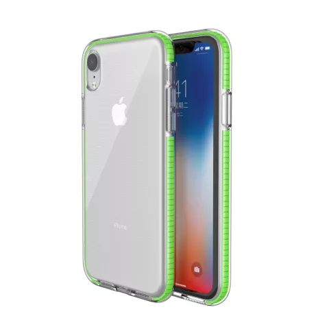 Coque de protection &agrave; bord color&eacute; compatible avec iPhone XR Case TPE TPU Back Cover - Vert