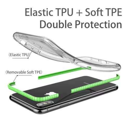 Coque de protection &agrave; bord color&eacute; compatible avec iPhone XR Case TPE TPU Back Cover - Vert