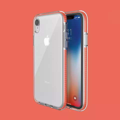 Coque de protection &agrave; bord color&eacute; compatible avec iPhone XR Case TPE TPU Back Cover - Orange