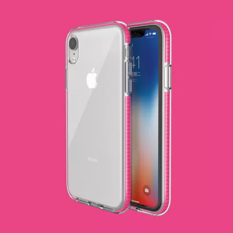 Coque de protection &agrave; bord color&eacute; compatible avec iPhone XR Case TPE TPU Back Cover - Rose