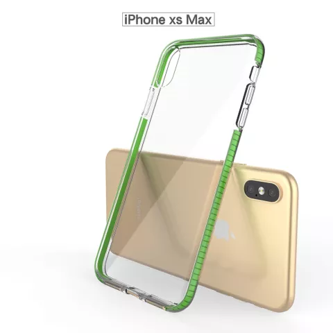 Coque de protection &agrave; bord color&eacute; compatible avec iPhone XS Max Case TPE TPU Back Cover - Vert