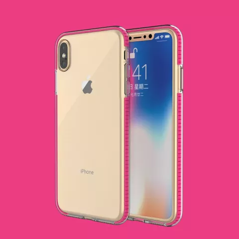 Coque de protection &agrave; bord color&eacute; compatible avec iPhone XS Max Case TPE TPU Back Cover - Rose