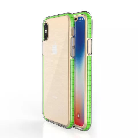 Coque de protection &agrave; bord color&eacute; compatible avec iPhone X XS Case TPE TPU Back Cover - Vert