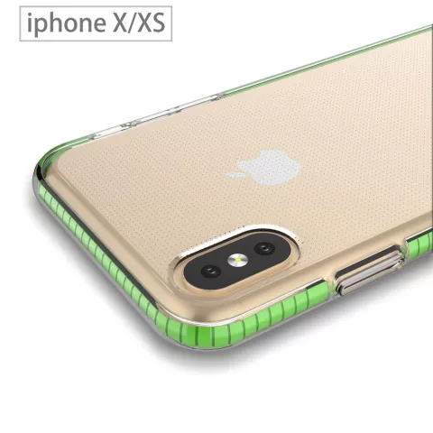 Coque de protection &agrave; bord color&eacute; compatible avec iPhone X XS Case TPE TPU Back Cover - Vert