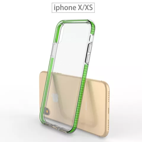Coque de protection &agrave; bord color&eacute; compatible avec iPhone X XS Case TPE TPU Back Cover - Vert