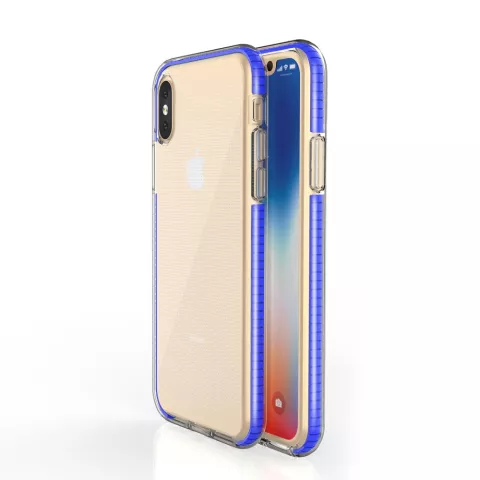 Coque de protection &agrave; bord color&eacute; compatible avec iPhone X XS Case TPE TPU Back Cover - Bleu