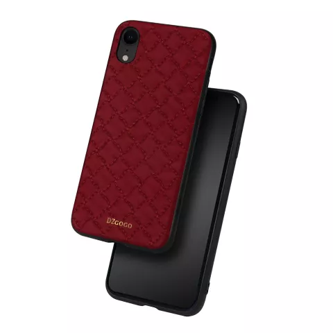 DZGOGO Yago Series Case Grille de couture en cuir PU compatible avec iPhone XR - Rouge